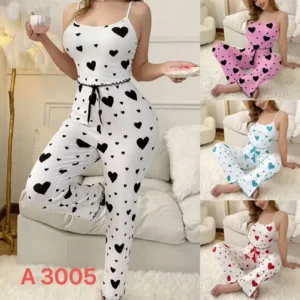 ست دو‌تکه لباس راحتی زنانه طرح قلب مدل A3005